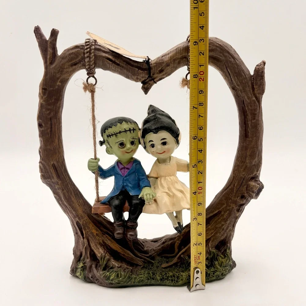 Sweet Street Frankenstein and Bride Halloween Monster Couple Heart Tree Swing